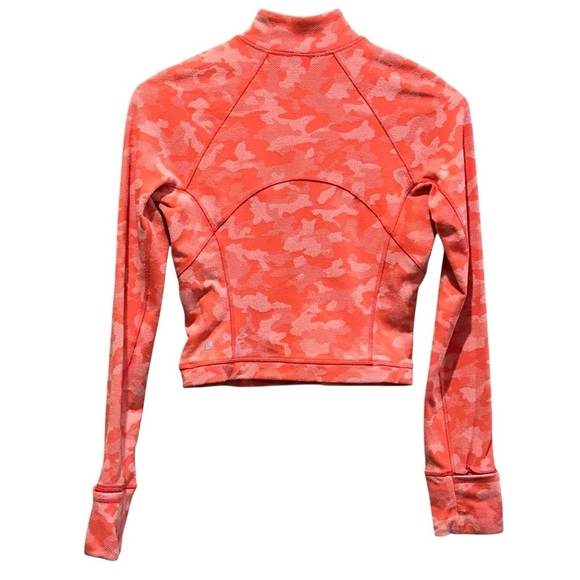 Lululemon Its Rulu Run Cropped Half Zip Camo Pale Raspberry Pink Mist Size 6 - Picture 6 of 14